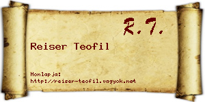 Reiser Teofil névjegykártya